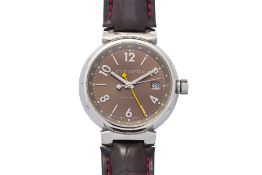LOUIS VUITTON - A TAMBOUR GMT AUTOMATIC WRISTWATCH [WITH BOX]