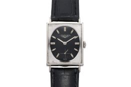 LONGINES - A SILVER AND BLACK 'TUXEDO' DRESS WATCH