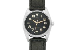 ROLEX - A BLACK CUSTOM 'CALIFORNIA' DIAL OYSTERDATE WRISTWATCH