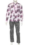 COMME DES GARCONS HOMME PLUS - A 2012 BLACK, WHITE AND PINK PRINT ENSEMBLE