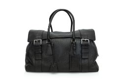 PRADA - A BLACK LEATHER HOLDALL BAG