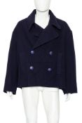 J.W. ANDERSON - A DARK PURPLE WOOL AND CASHMERE DOUBLE-BREASTED COAT