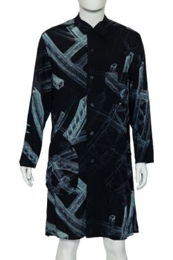 YOHJI YAMAMOTO POUR HOMME - A 'STEEL GIRDER' PRINT EXTREME OVERSIZE SHIRT
