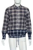 SACAI - A PLAID COTTON-BLEND SHIRT WITH DRAWSTRING HEM
