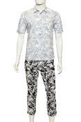 JIL SANDER - A SCRIBBLE PRINT SHIRT AND TROUSERS ENSEMBLE