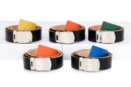 COMME DES GARCONS SHIRT - A GROUP OF FIVE LEATHER BELTS