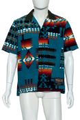 SACAI - A VIBRANT GEOMETRIC PRINT COTTON SHIRT WITH A CONTRAST COLLAR