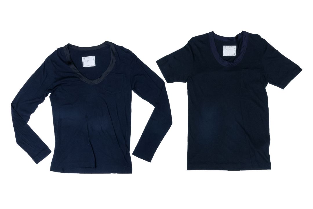 SACAI - TWO NAVY COTTON T-SHIRTS - Image 1 of 2