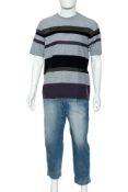 KOLOR BEACON - A STRIPED T-SHIRT AND JEANS ENSEMBLE