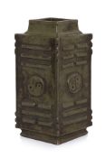 AN EEL-SKIN-GLAZED BAGUA CONG VASE