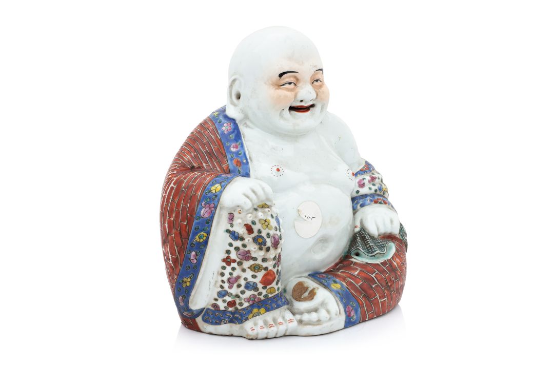 A FAMILLE ROSE FIGURE OF BUDAI - Image 2 of 5