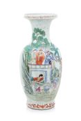 A LARGE FAMILLE ROSE BALUSTER VASE