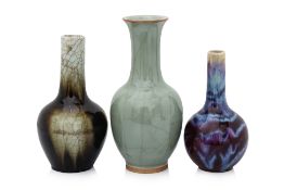 A GROUP OF THREE MONOCHROME VASES