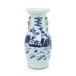 A CELADON GROUND BLUE AND WHITE VASE