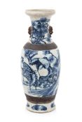 A LARGE NANKING BLUE AND WHITE DEER AND CRANE VASE