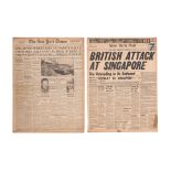TWO WWII NEWSPAPERS FROM THE ATTACK AND FALL OF SINGAPORE