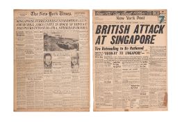 TWO WWII NEWSPAPERS FROM THE ATTACK AND FALL OF SINGAPORE