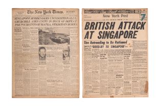 TWO WWII NEWSPAPERS FROM THE ATTACK AND FALL OF SINGAPORE