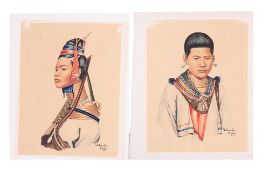 YATANABON MAUNG SU (BURMESE, 1903-1965) - 'PADAUNG WOMAN', 'PAUDANG MAN' (2)