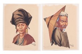 YATANABON MAUNG SU (BURMESE, 1903-1965) - 'SHAN CHINESE OLD MAN', 'LATAW KACHIN WOMAN' (2)