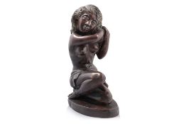 A BALINESE HARDWOOD CARVING OF A LADY