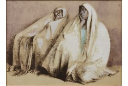 FRANCSCO ZUNIGA (MEXICAN 1912-1998) -'DOS MUJUERES CON REBOZOS, SENTADOS'
