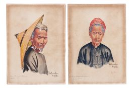 YATANABON MAUNG SU (BURMESE, 1903-1965) - 'SHAN CHINESE OLD MAN', 'SHAN CHINESE OLD WOMAN'