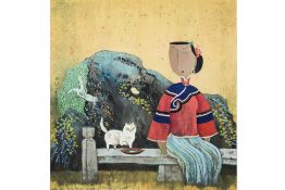 HU YONGKAI (CHINESE, B. 1945) - LADY AND CAT
