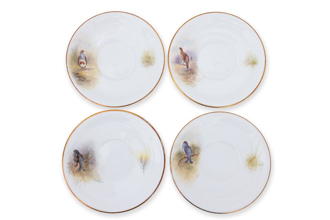 A SET OF SIX ROYAL WORCESTER 'GAME BIRDS' PORCELAIN SOUP COUPES AND SAUCERS (6) - Image 5 of 6