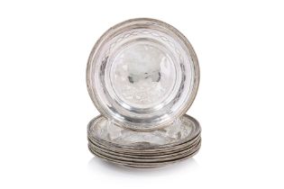 A SET OF TEN CHINESE SILVER DISHES
