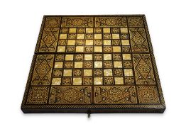 A PERSIAN MOTHER OF PEARL AND BONE INLAID GAMES BOARD