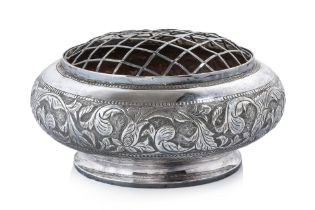 A MALAYSIAN SILVER FLOWER BOWL
