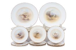 A GROUP ROYAL WORCESTER 'GAME BIRDS' PORCELAIN PLATES (16)