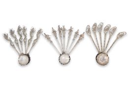 THREE SETS OF TAIWANESE SILVER TEASPOONS