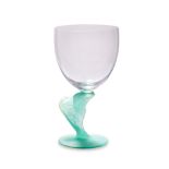 A DAUM GLASS GOBLET WITH CACTUS-FORM STEM BY HILTON MCCONICO