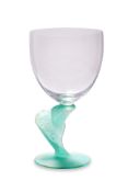 A DAUM GLASS GOBLET WITH CACTUS-FORM STEM BY HILTON MCCONICO