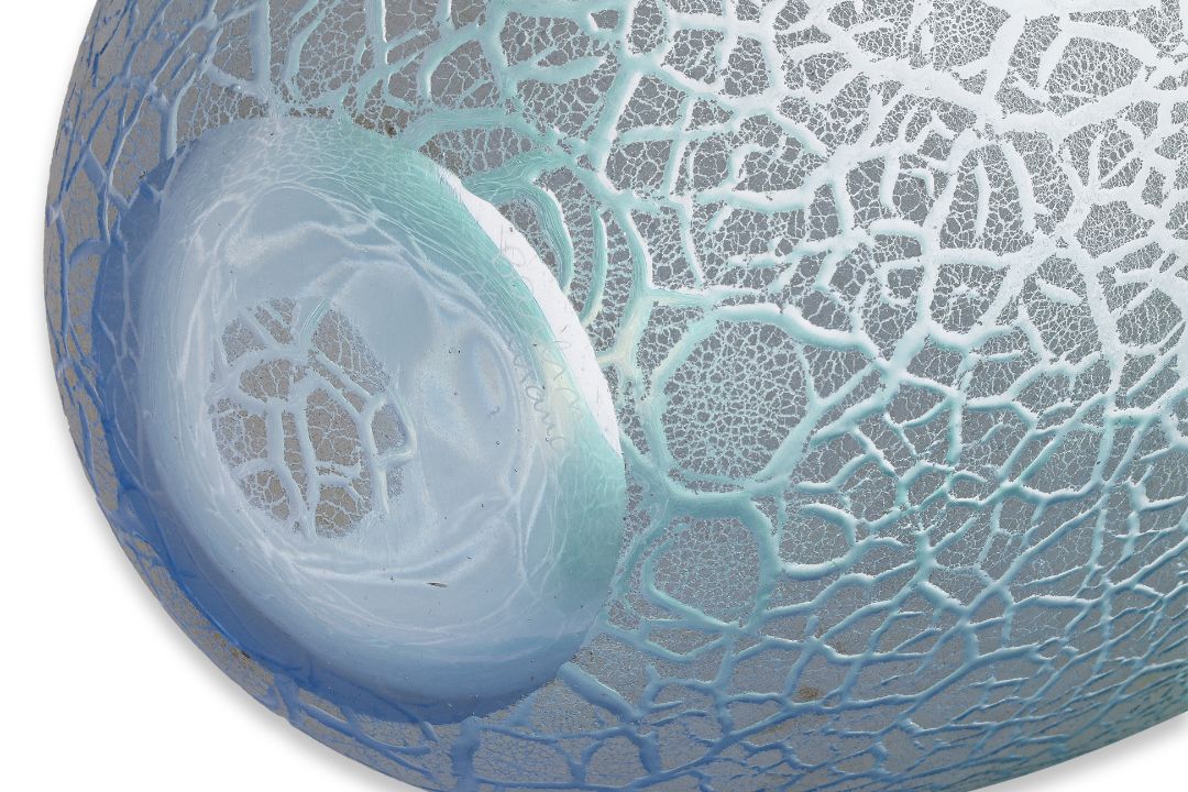 A BARBINI MURANO BLUE AND GREEN CRACKLE GLASS VASE - Image 4 of 4
