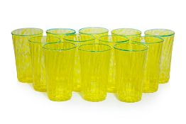 A GROUP OF TWELVE YELLOW WATER GLASSES