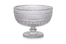 A LARGE CUT CRYSTAL PEDESTAL BOWL