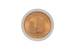 SINGAPORE, 10TH ANNIVERSARY $100 GOLD COIN 1965-1975