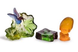 A GROUP OF THREE CHINESE GLASS SCULPTURES