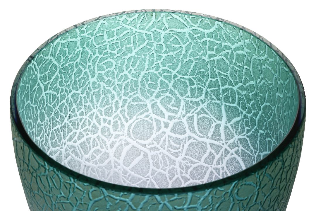 A BARBINI MURANO BLUE AND GREEN CRACKLE GLASS VASE - Image 3 of 4