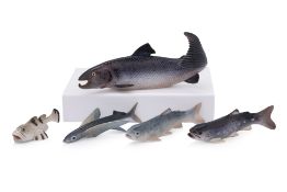 A GROUP OF FIVE BING AND GRONDAHL PORCELAIN MODELS OF FISH