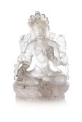 A HIMALAYAN ROCK CRYSTAL FIGURE OF GREEN TARA