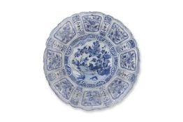A BLUE AND WHITE KRAAK PORCELAIN 'BIRD AND FLOWER' DISH