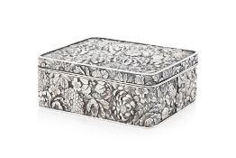 A JAPANESE RECTANGULAR SILVER BOX BY ARTHUR & BOND