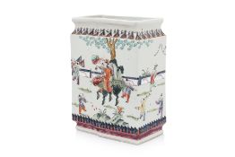 A FAMILLE ROSE SQUARE-FORM PORCELAIN VASE