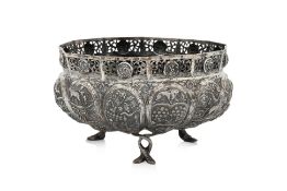 AN ANGLO-INDIAN SILVER FOOTED BOWL