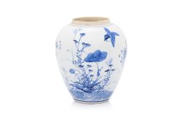 A JAPANESE BLUE AND WHITE PORCELAIN JAR