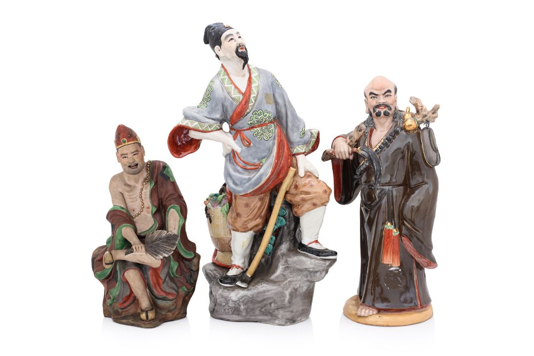 A GROUP OF THREE POLYCHROME PORCELAIN FIGURES - Image 1 of 5